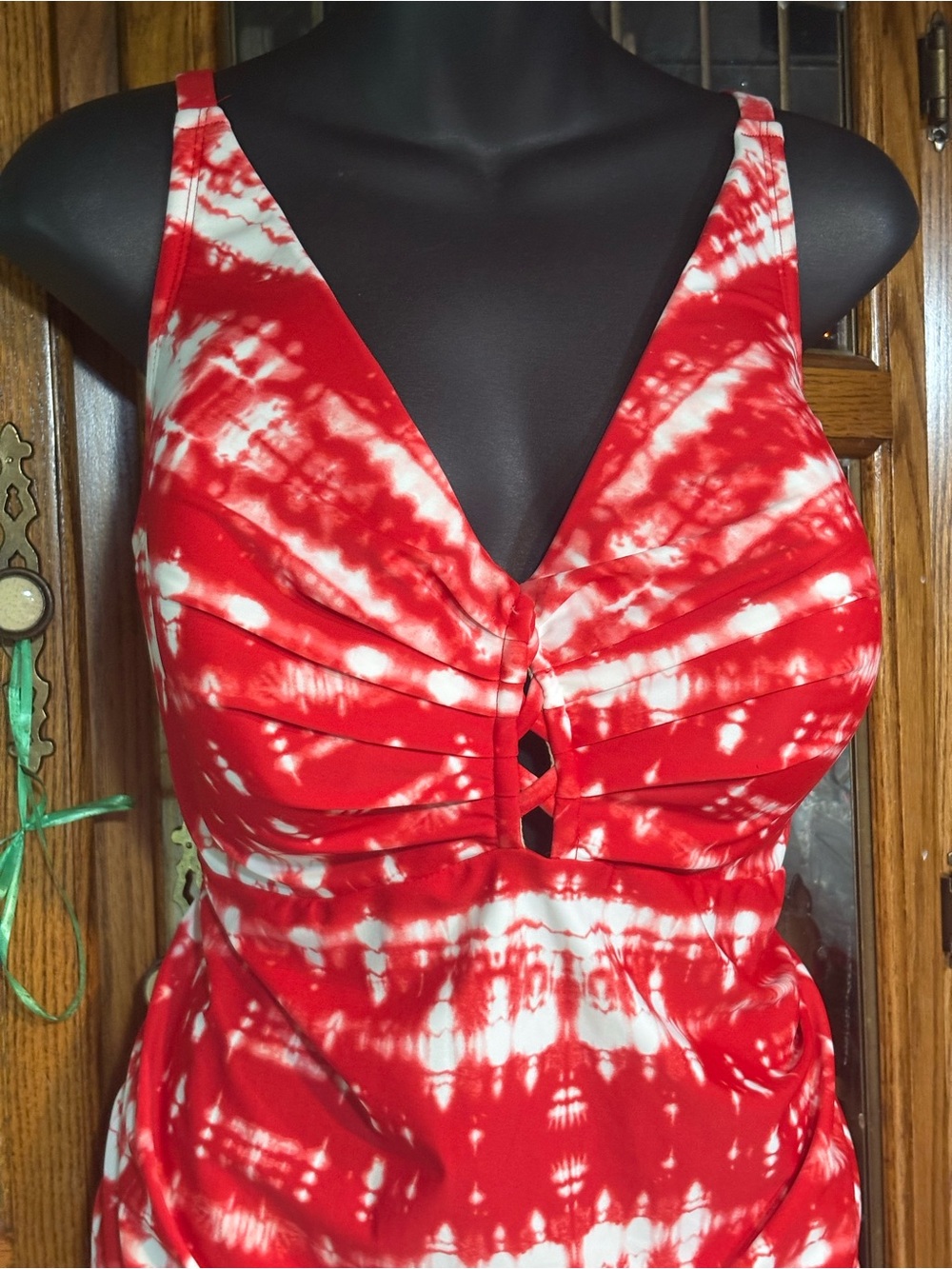 Swim by Cacique tankini swimsuit top ruched decorative cutout 42 - Picture 4 of 11
